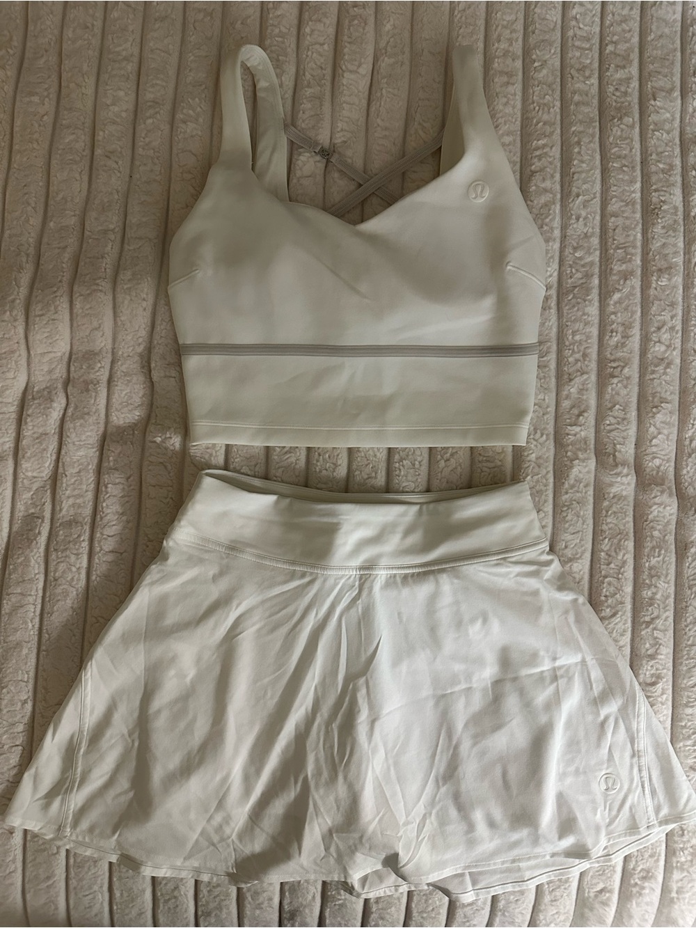 Lululemon White Sport Bra and Skirt Set
